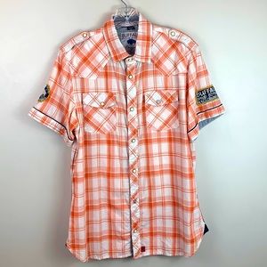 Hard To Find Buffalo David Bitton I Love Buffalo Plaid Snap Front Shirt